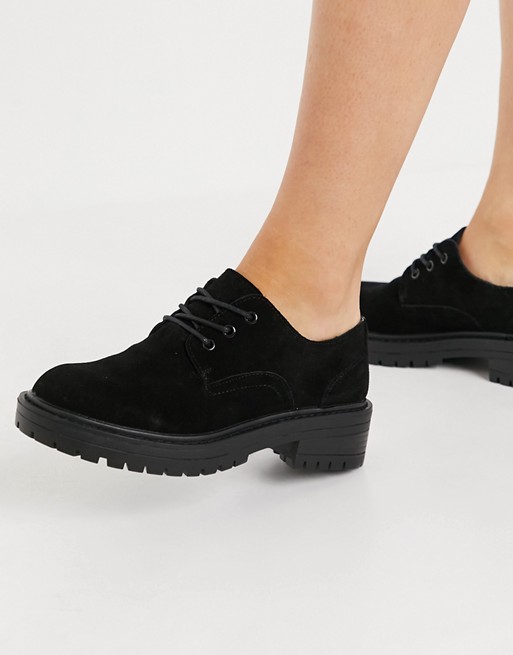 Topshop suede lace up shoes in black
