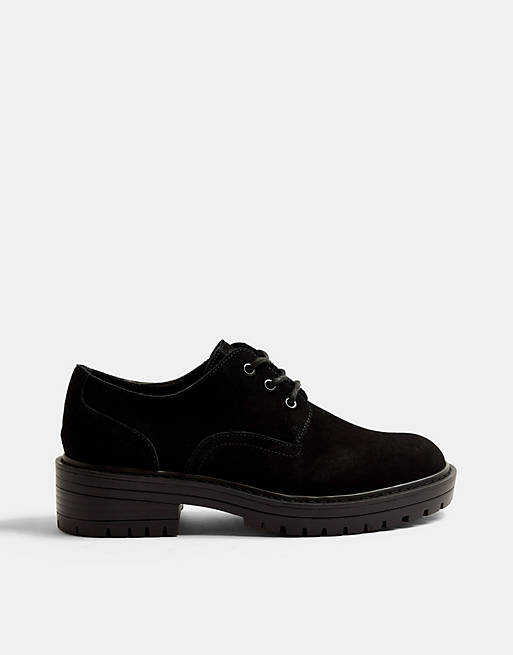 Shoes Flat Shoes/Topshop lace up loafers in black 