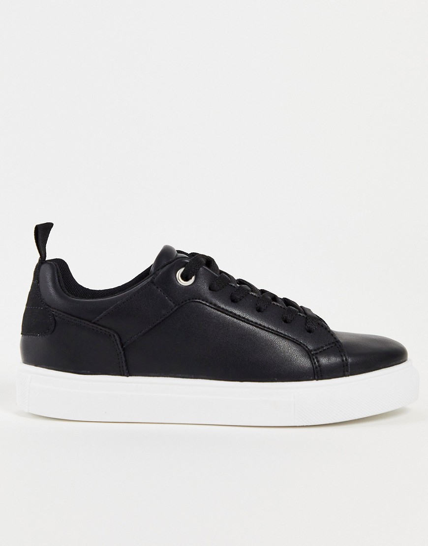 Topshop lace up sneakers in black