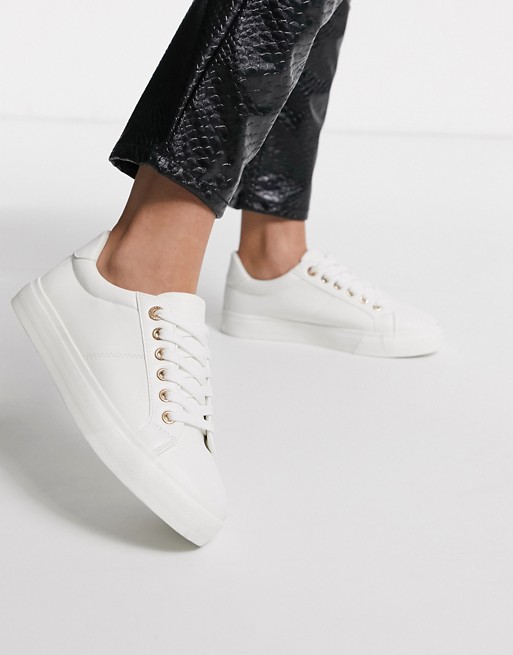 Topshop lace up trainers in white