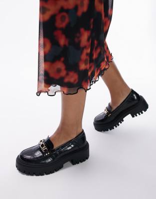 Topshop - Lacey - Loafer in Schwarz mit dicker Sohle-Black