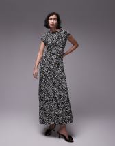 Topshop Austin bold floral print angel sleeve midi occasion dress in multi ASOS