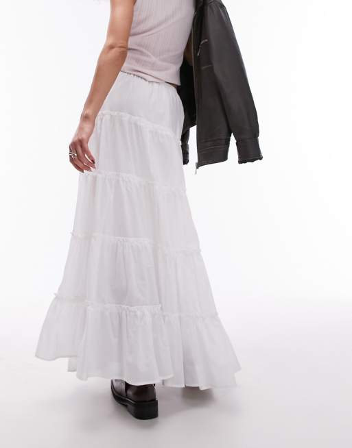 Topshop - Lagdelt western-maxinederdel i hvid, 4 af 4