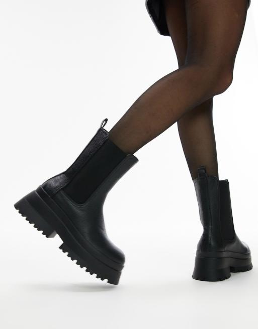 Topshop – Lake – Chelsea-Stiefel in Schwarz mit dicker Sohle, 4 von 4