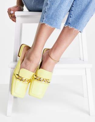 Topshop Lamara chain loafer mules in lemon-Yellow