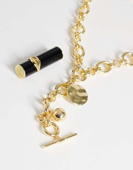 Topshop – Lana – Guldfärgat kedjehalsband i oversized fit med berlocker, 2 av 4