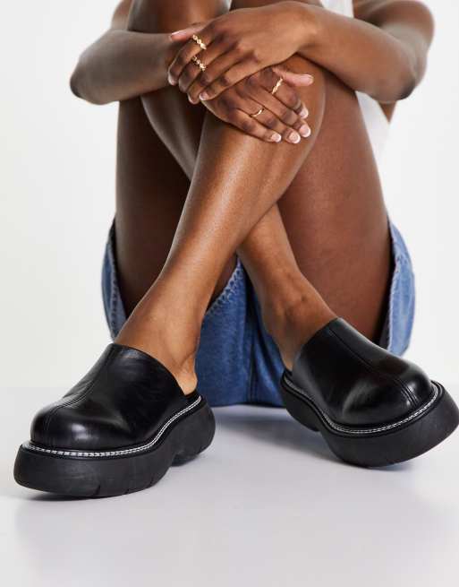 Chunky black hot sale mules