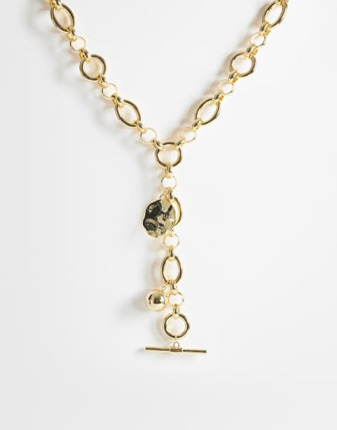 Topshop Lana oversized chain necklace with charms in gold tone - view 1