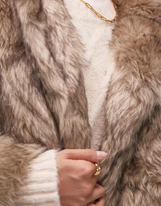 Topshop - Lang frakke i imiteret pels i flere farver, 3 af 4