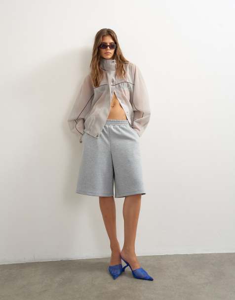 Topshop lång jerseyshorts i grått - view 1