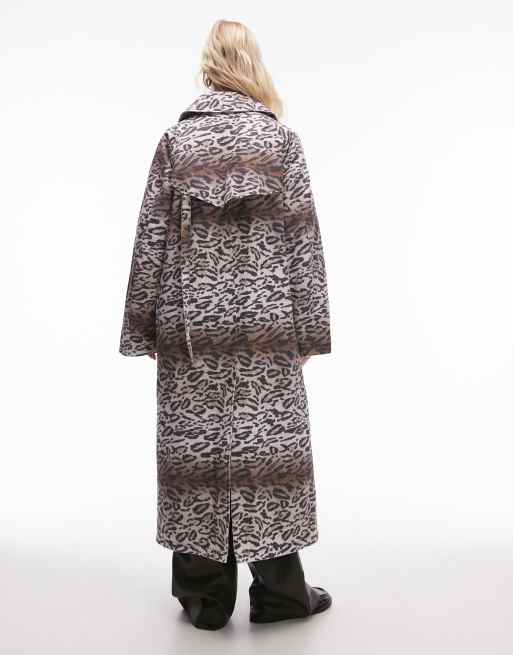 Topshop - Lang katoenen jack met doorgestikte voering in luipaardprint, 4 van 4