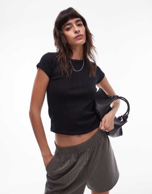 Topshop - Lang sort T-shirt i blondestof