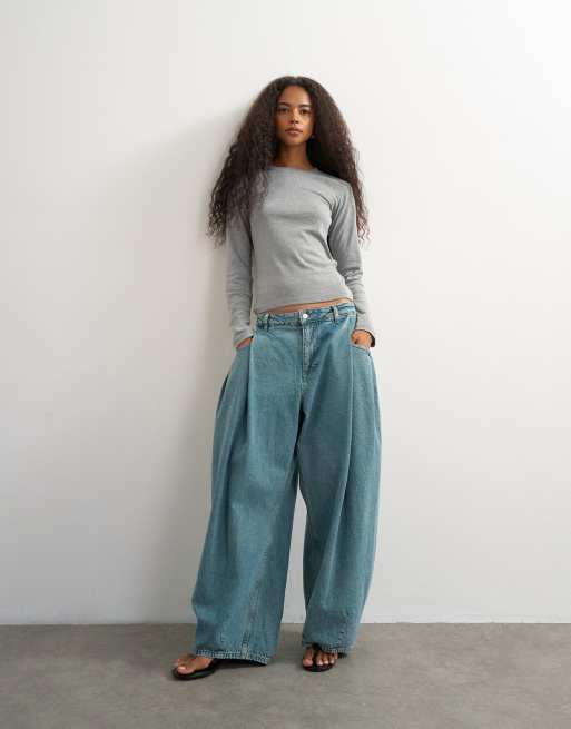 Topshop långärmad vardagst-shirt i gråmelerad, 3 av 4