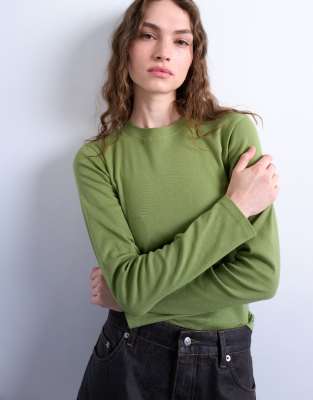 Topshop - Langärmliges Alltags-Shirt in Grün