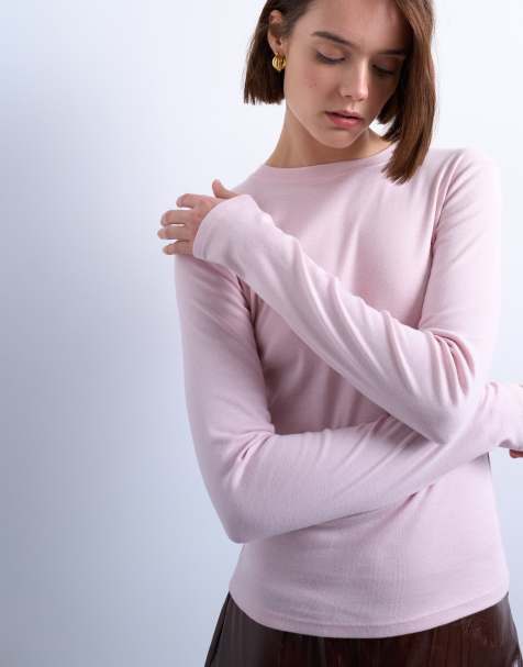 Topshop – Langärmliges Basic-T-Shirt in Hellrosa - view 1