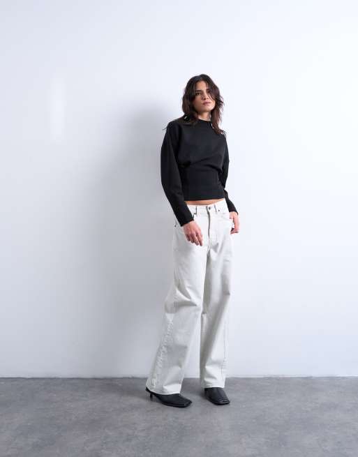 Topshop – Langärmliges Oberteil aus Interlock in Schwarz mit Korsett-Taille, 2 von 4