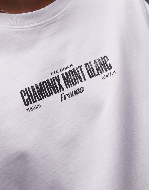 Topshop – Langärmliges Skater-T-Shirt in Weiß mit Chamonix-Grafik, 4 von 4