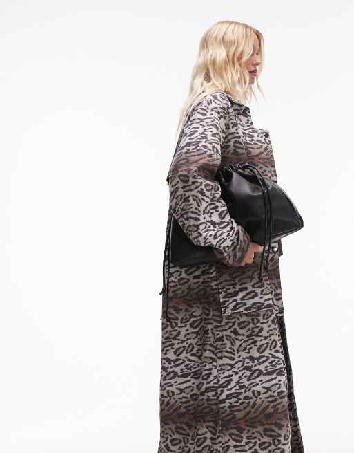 Topshop – Lange Jacke aus Baumwolle mit Leopardenmuster und gesteppten Futter, 2 von 4