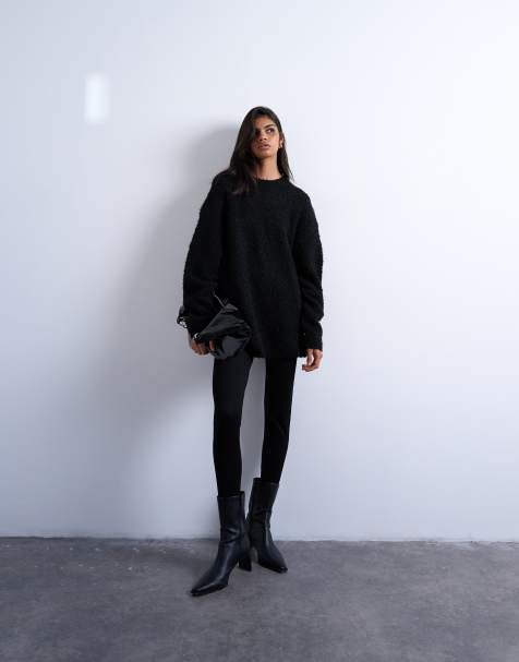 Topshop - Lange legging van zware stof in zwart - view 1