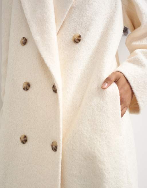 Topshop lange nette mantel met wollook in wit, 4 van 4
