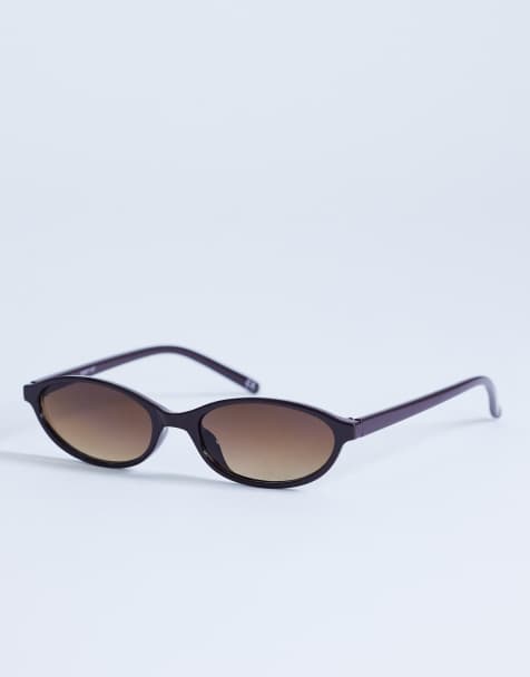 Topshop – Lanzarote – Ovale Sonnenbrille in Burgunderrot - view 1