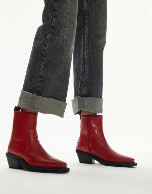 Red ankle hot sale cowboy boots