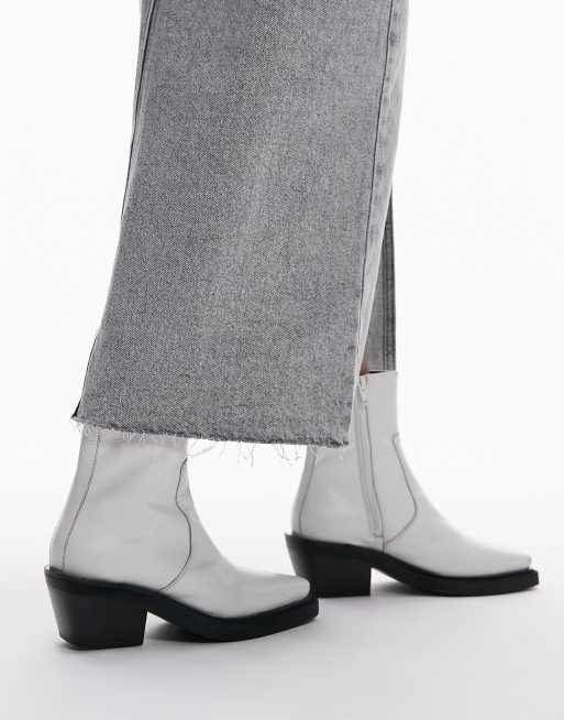 Topshop white shop ankle boots