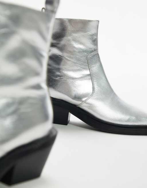 Silver store boots topshop