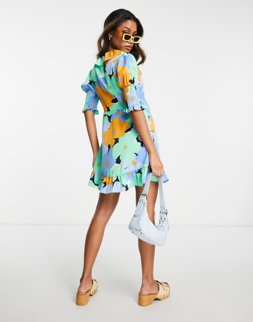 Topshop blue sale wrap dress