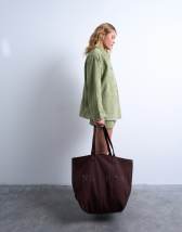 Topshop large canvas tote bag in brown