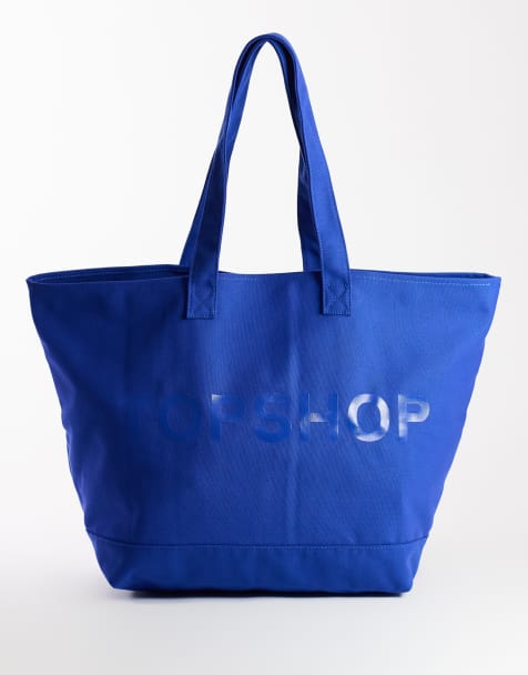 Topshop large canvas tote bag in cobalt - view 1