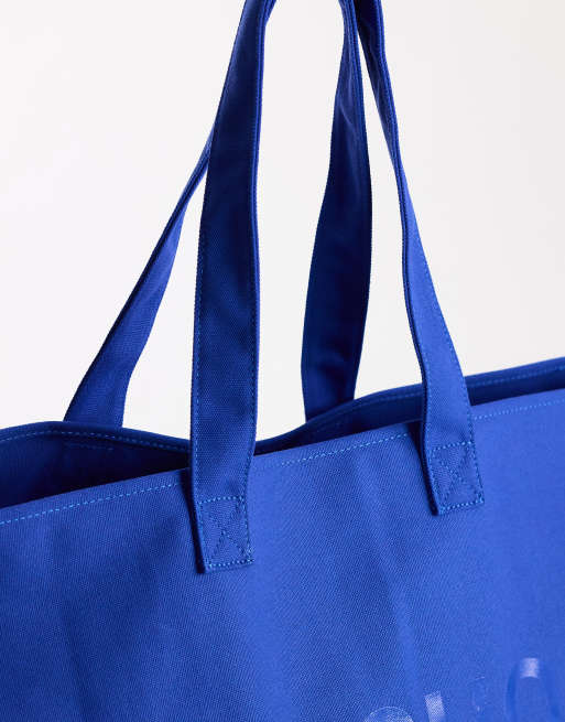 Topshop large canvas tote bag in cobalt, 4 of 4