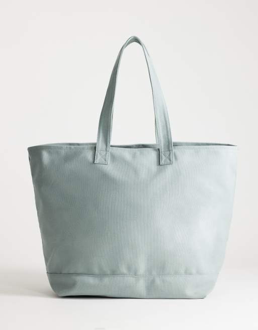 Topshop large canvas tote bag in gray, 3 of 4