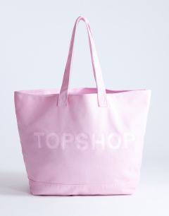 Large canvas tote bag in pink