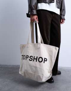 Model wearing Large canvas tote bag in white