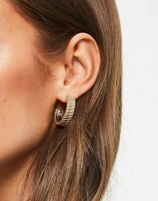Topshop large chain hoop earrings in gold  - ASOS Price Checker