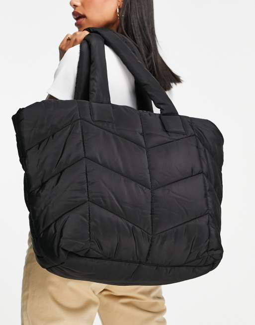 Topshop large quilted tote in black