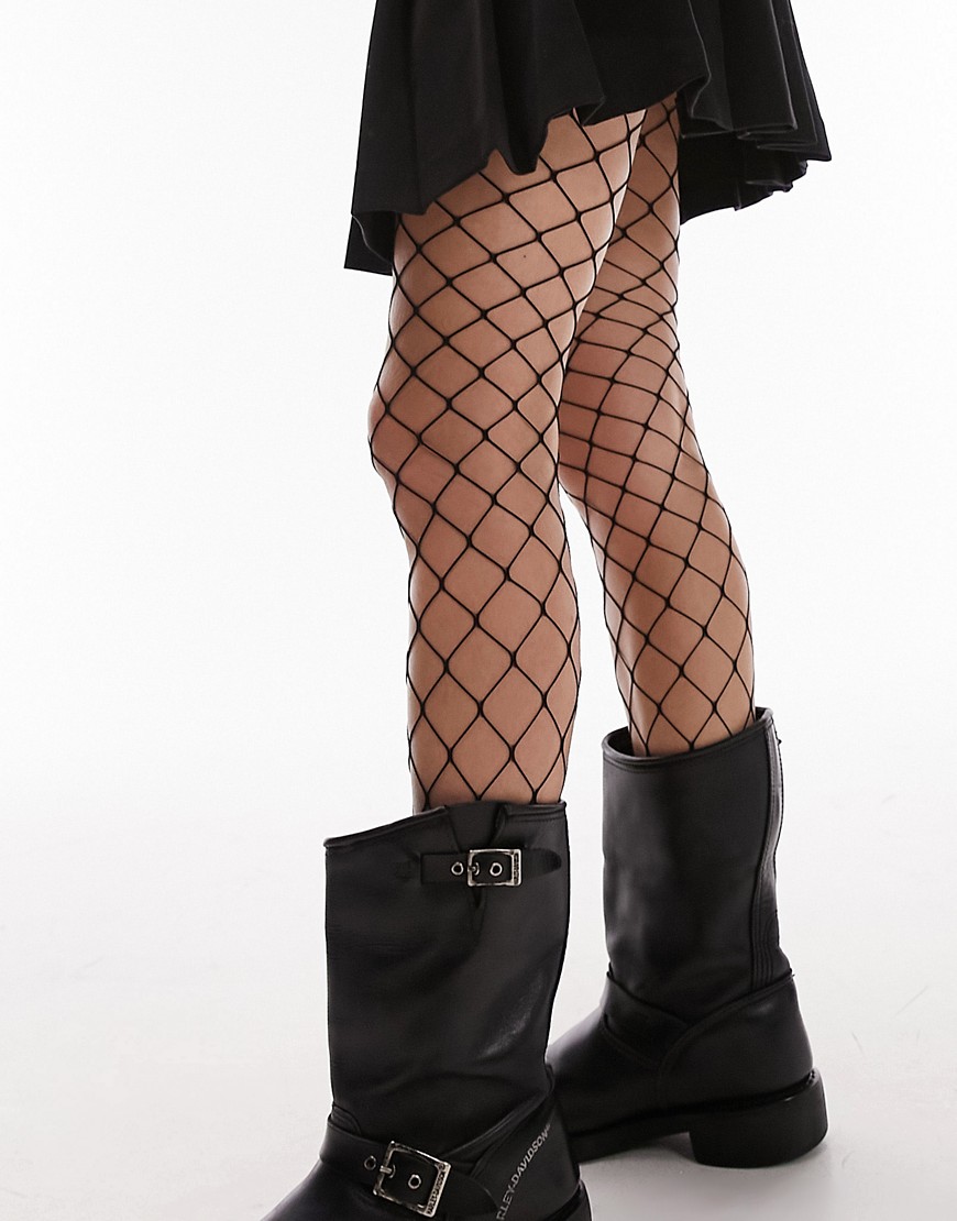 Topshop Large Scale Fishnet Tights In Black