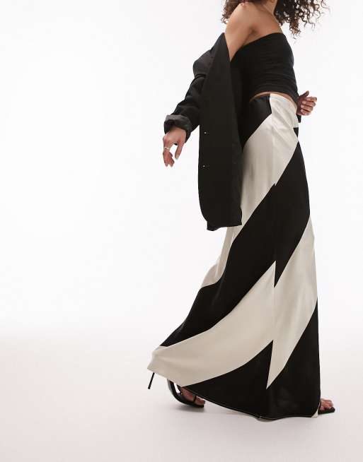 black and white striped maxi skirts