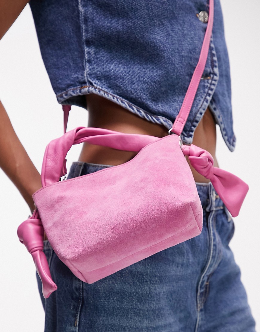 Topshop larni mini leather crossbody bag in pink