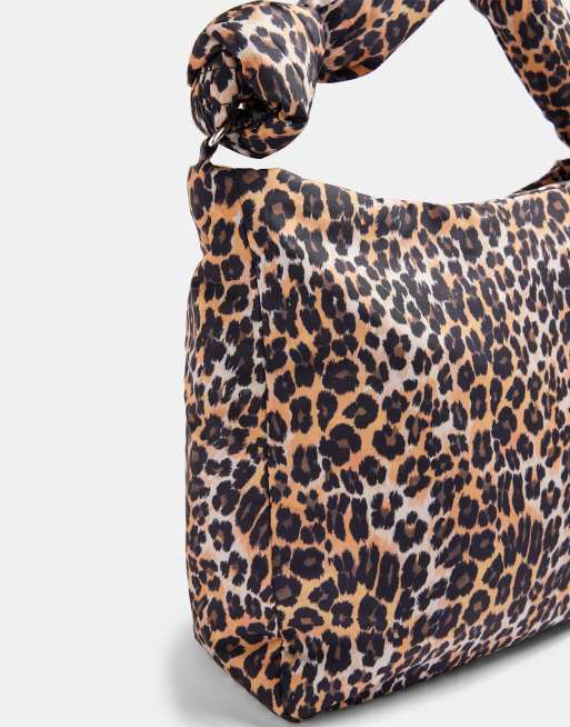 Topshop – Lässige Schultertasche aus Nylon mit Knotendesign und Leopardenmuster , 2 von 4