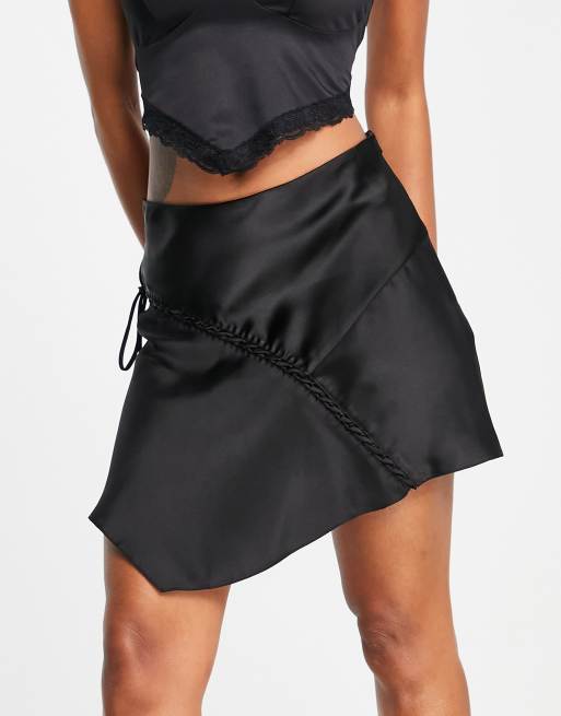 Topshop lattice mini skirt in black