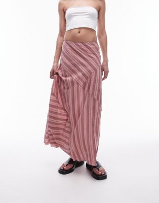 laundered cutabout midi skirt in multi pink stripe
