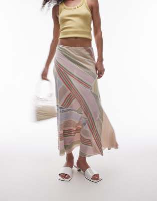 laundered cutabout midi skirt in multi stripe