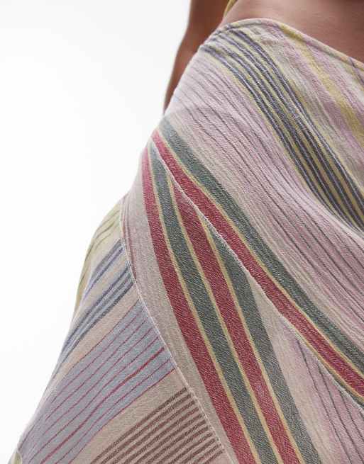 Topshop laundered cutabout midi skirt in multi stripe, 2 of 5