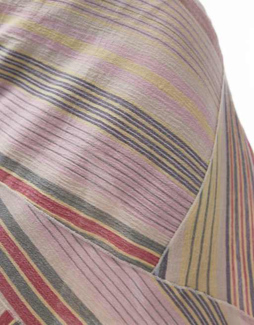 Topshop laundered cutabout midi skirt in multi stripe, 3 of 5
