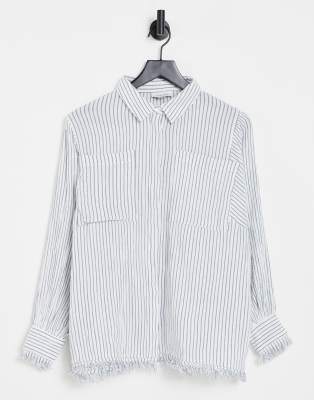 Topshop laundered tassel stripe shirt in blue | ASOS