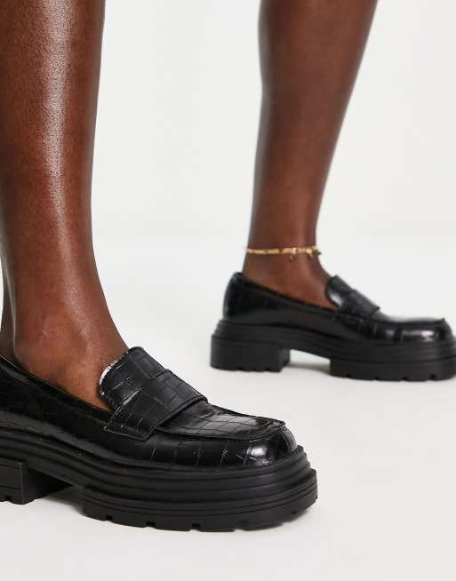 Ændringer fra Stramme Salme Topshop Laura chunky loafer in black croc | ASOS