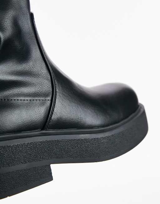 Topshop Laura textured sole ankle sock boots in black, 2 of 4