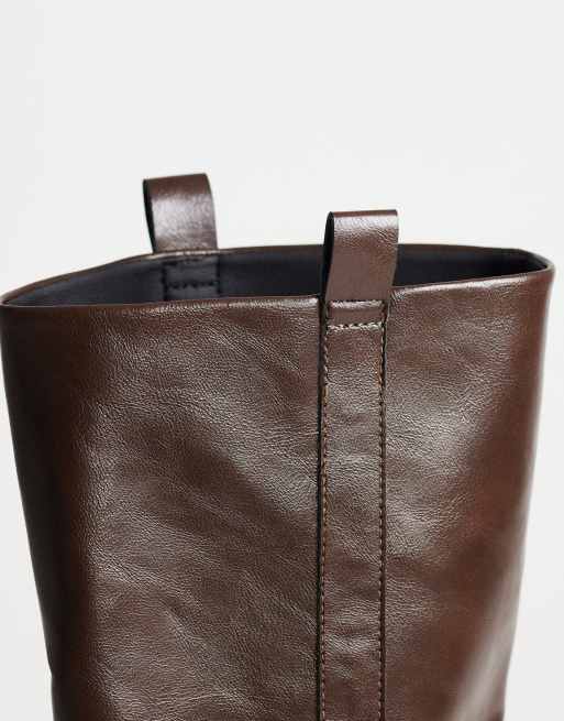 Topshop Lauren chunky kniehoge laars in chocoladebruin, 4 van 4